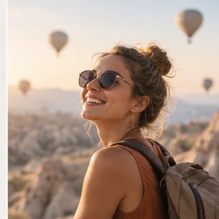 Retrato ilustrativo de una viajera