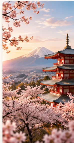 Monte Fuji y arquitectura tradicional japonesa